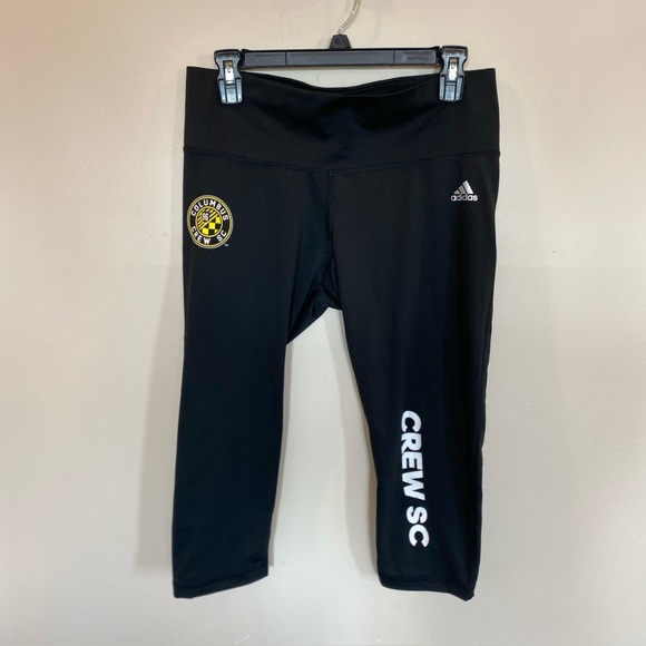 Adidas Columbus Crew Climalite Leggings Black Womens Large Soccer Ohio - Picture 1 of 9